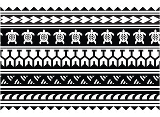 Polynesian tattoo tribal band design. Samoan tattoo tribal ornament border.
 Decorative seamless pattern.