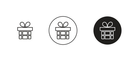 Gift box line art - vector ribbon and christmas gift icons, box ribbon line art vector illustration, gift box outline icon