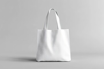 White tote bag on a grey background. Perfect for showcasing branding or logos on your products.