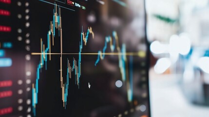 Stock market chart is displaying price fluctuations over time, suggesting the dynamic nature of financial markets