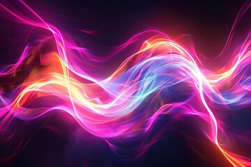 Fototapeta premium A colorful waves lights background with neon light