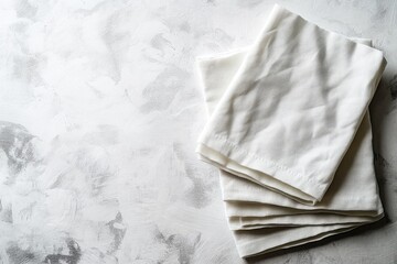 Obraz premium White napkins folded on a white surface. Perfect for product placement, food photography, or mockups.