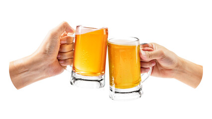Cheers with beer png sticker, transparent background