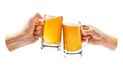 Cheers with beer png sticker, transparent background