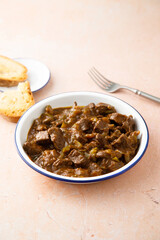 Beef ragout with pickled cucumber