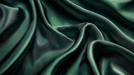 Obraz premium A green fabric with a subtle sheen and soft folds, creating a luxurious atmosphere