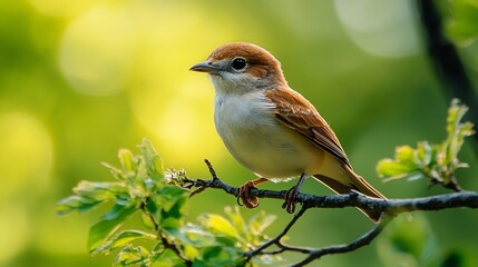 Woodchat Shrike Real photo of a bird in the wild nature : Generative AI
