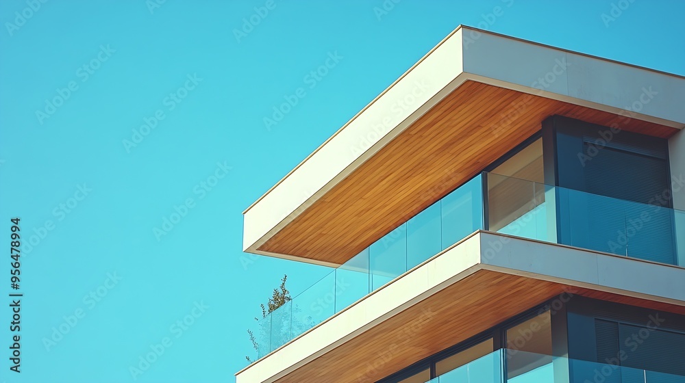 Poster Upper part of a contemporary house Modern architecture : Generative AI