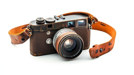 Vintage leather camera with a classic design.
