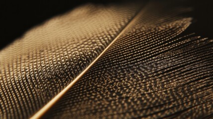 A close-up of a feather intricate structure, highlighting the delicate barbs and central shaft