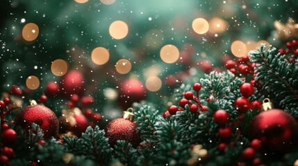 A Christmas night with a glowing circle frame for text.