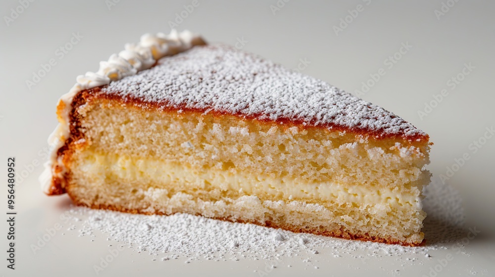 Canvas Prints closeup of a slice of vanilla cake with cream filling