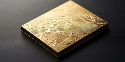 Fototapeta premium Gold box with floral embossed design.