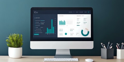 Fototapeta premium A computer displaying business analytics charts.
