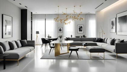 Photo interior modern design room 3d illustration