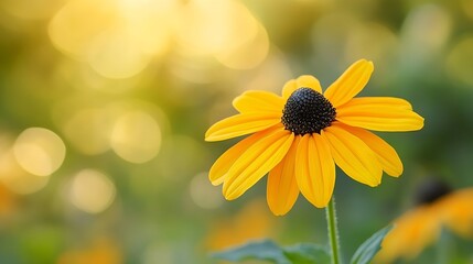 Bright yellow flowers of rudbeckia commonly known as coneflowers or black eyed susans in a sunny summer garden Rudbeckia fulgida or perennial coneflower blossoming outdoors Rudbeckia h : Generative AI