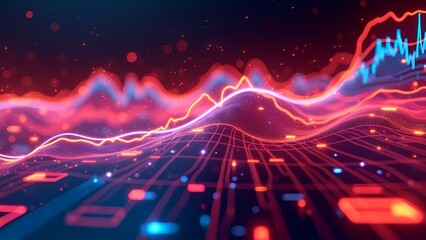 Bright Neon Patterns Forming Financial Data Visualization