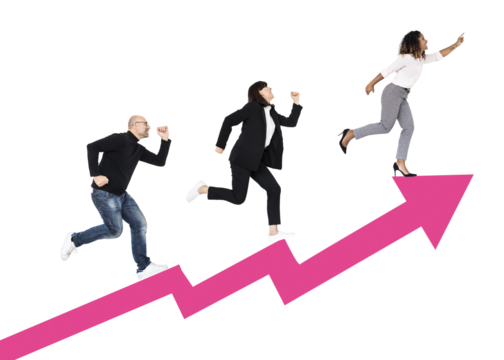 Png Business people running towards the goal, transparent background