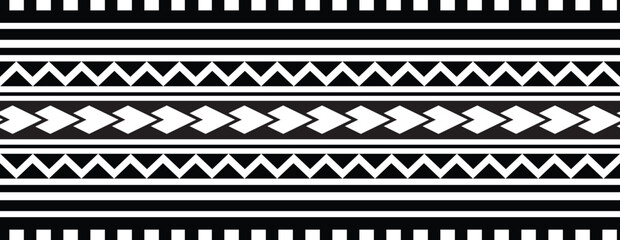 Polynesian tattoo tribal band design. Samoan tattoo tribal ornament border.
 Decorative seamless pattern.