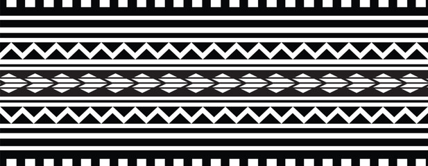 Polynesian tattoo tribal band design. Samoan tattoo tribal ornament border.
 Decorative seamless pattern.