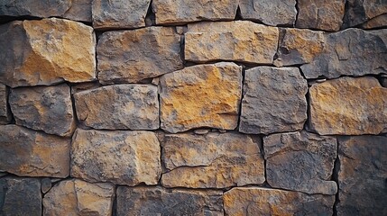 Fototapeta premium This photo features a stone wall that has a rough and embossed texture with a charming earth tone color Every detail of the stone texture is clearly visible creating a natural and auth : Generative AI