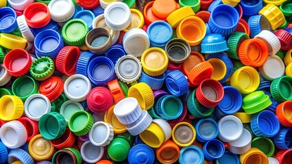 Recyclables multicolored plastic bottle caps for recycling