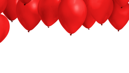 Red balloon png border, transparent background