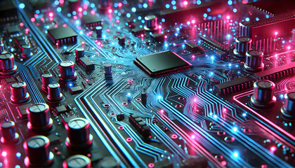 Electronic circuit computer board. Technology circuit.