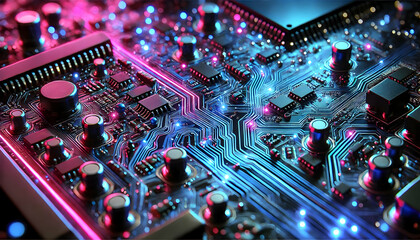 Electronic circuit computer board. Technology circuit.