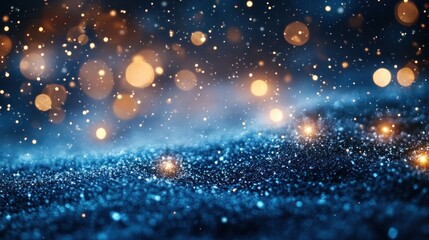 A peaceful Christmas night with softly falling red and green snowflakes.