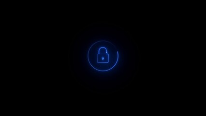 Neon glow Secure password illustration icon for web and mobile