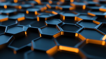 Obraz premium Abstract hexagon pattern with orange glowing edges.