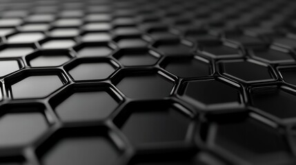 Obraz premium Abstract black hexagonal pattern, close up with a shallow depth of field.