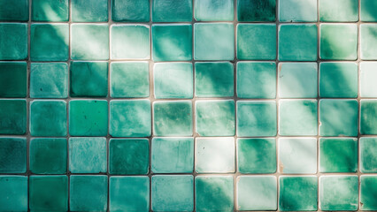 Playful Green Tile Background: Light Teal and Dark White Lines