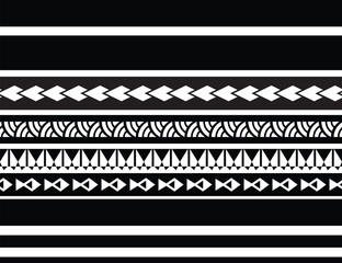 Polynesian tattoo tribal band design. Samoan tattoo tribal ornament border.
 Decorative seamless pattern.