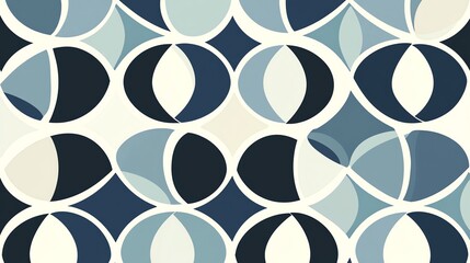 Abstract geometric pattern with overlapping circles in shades of blue.