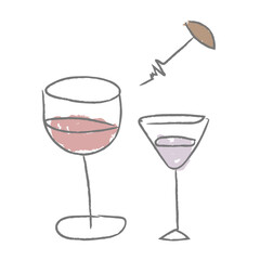 Doodle wine glasses sticker design element