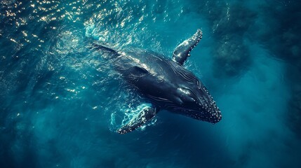 Fototapeta premium Humpback whale in its full glory around the Pacific Ocean : Generative AI