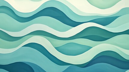 Abstract background with layered wavy lines in shades of blue and green.
