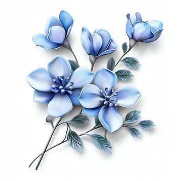 Beautiful blue flowers with delicate petals and leaves, perfect for enhancing designs and adding elegance to any project.