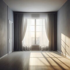 Obraz premium empty room with window. 3D rendering.