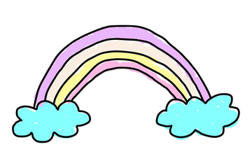 Pastel rainbow doodle style design element