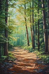 Obraz premium Oil painting depicting a forest blend on a bright summer day