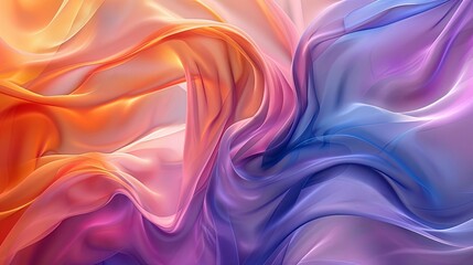 Obraz premium Abstract Swirling Fabric in Orange, Pink, and Blue Hues