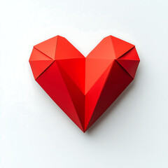 Geometric Red Heart on a White Background Representing Love, Passion, and Modern Design