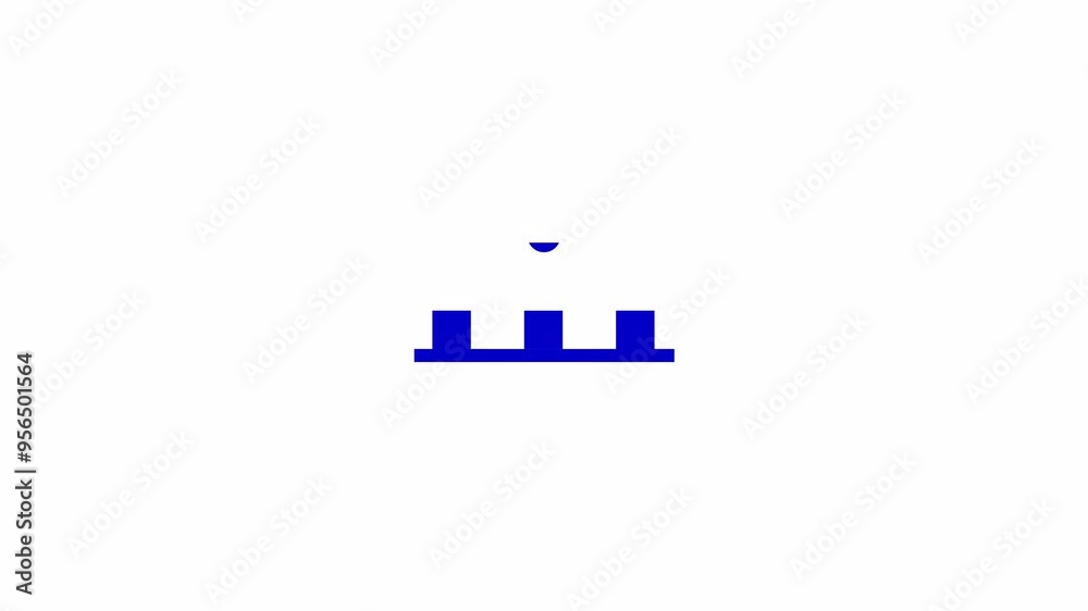 Poster dropping circles into squares on conveyor loading animation. technology animated element 2d abstract