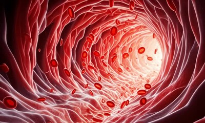 3d illustration of human blood flow in a vein