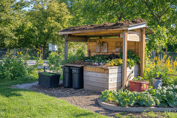 Fototapeta premium Composting station in a community garden