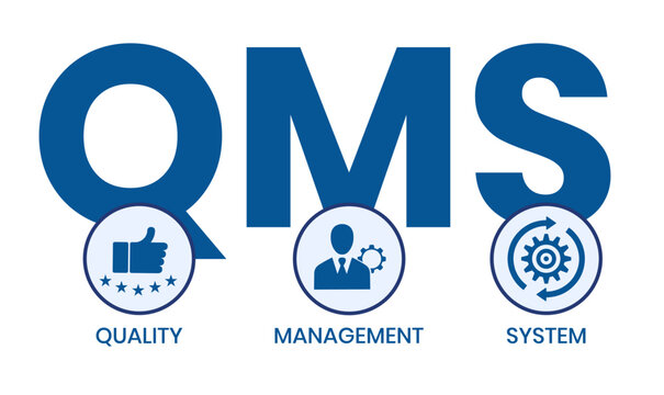 QMS - Quality Management System acronym. Business concept background. Vector illustration with keywords and icons. lettering illustration with icons for banner, flyer, landing page