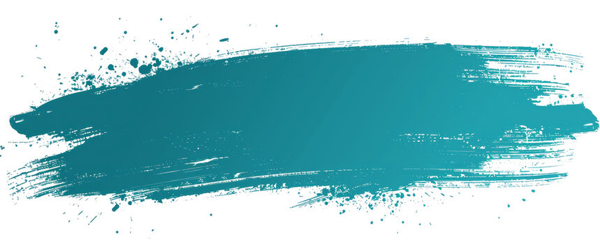 A blue brush stroke with splatters of paint